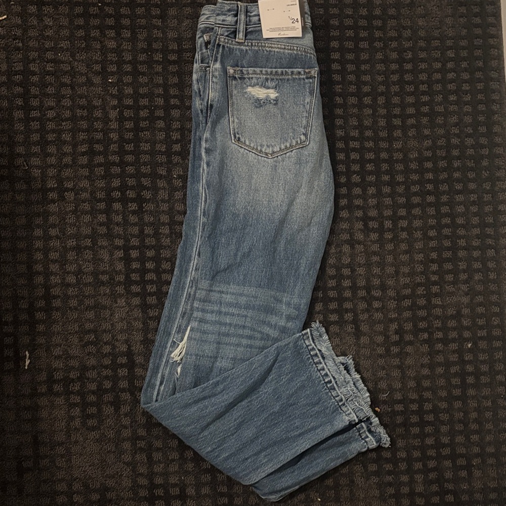 KanCan Light Blue Distressed Straight Leg Jeans